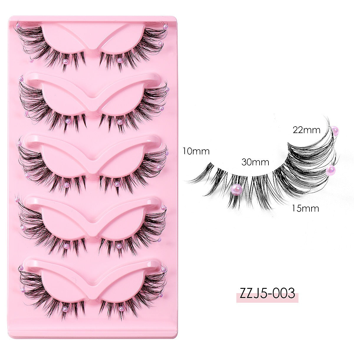 Clear Band - Corner Foxy Winged Cat Eye 3D Strip Lashes - Vegan Faux Mink Eyelash With Diamond & Pearl